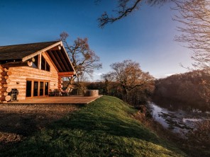 Kingfisher Riverside Log Cabin with Private Hot Tub in Rural Cumbria, near Carlisle, England